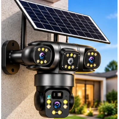 Cameră de supraveghere solară JE-195 cu trei obiective