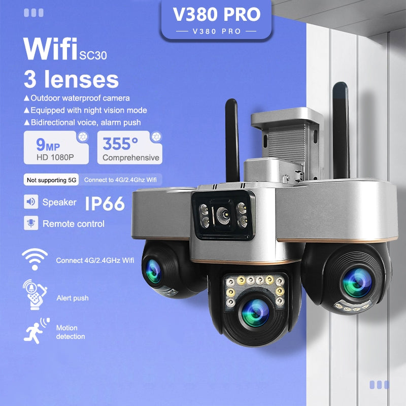 Cameră de exterior IP66 cu trei ecrane și audio bidirecțional