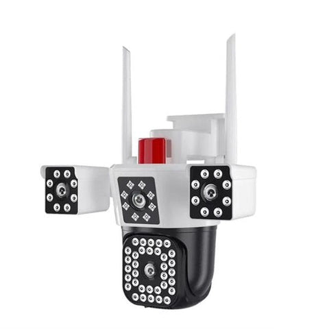 Cameră de securitate pentru rețea CCTV fără fir cu trei lentile WiFi în aer liber - albă