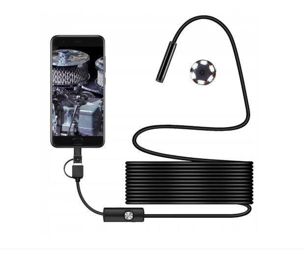 USB Cameră mini endoscopică 5,5 mm, Tip-C, 5 M, 6 LED-uri, rezistentă la apă