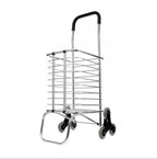 Cărucior metalic pentru cumpărături, maxim 65 kg, 3 roți, pliabil