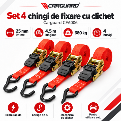 Set 4 chingi de fixare cu clichet Carguard CFA006