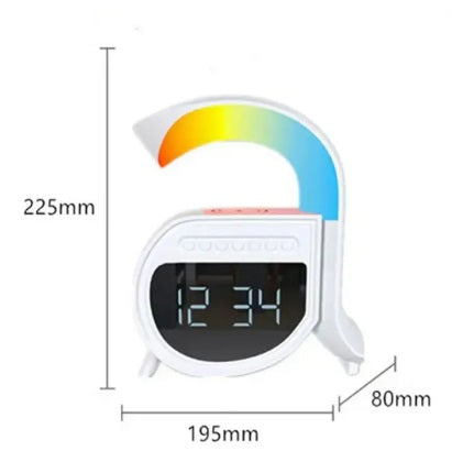 Încărcător fără fir, 15W Ceas deşteptător, Muzică, 4-în-1, Difuzor Bluetooth – imagine 4
