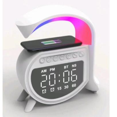 Încărcător fără fir, 15W Ceas deşteptător, Muzică, 4-în-1, Difuzor Bluetooth – imagine 2