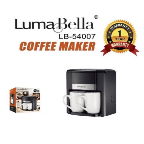 LumaBella Mașină de cafea cu filtru 500W, cu 2 cesti, aparat de cafea cu filtru (inclus)/rezervor de 300 ml/(LB-54007)