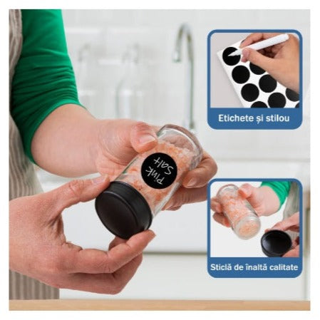 Set 18 recipiente condimente cu suport rotativ, 34x23 cm, pivotant 360°, cutie single 100ML – imagine principală