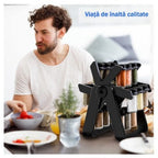 Set 18 recipiente condimente cu suport rotativ, 34x23 cm, pivotant 360°, cutie single 100ML – imagine 6