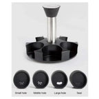 Set recipiente pentru condimente, suport rotativ, 6 recipiente, 18x16x12cm, negru – imagine 2