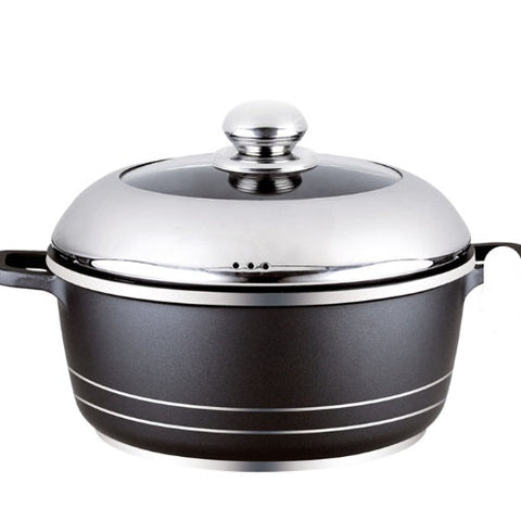 Oala din aluminiu turnat teflonat, NEW DESSINI, Cu capac inclus,22 cm