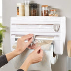 Dispenser de Bucătărie 4 în 1 - Folie Alimentară/Aluminiu, Suport Servețele