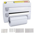 Dispenser de Bucătărie 4 în 1 - Folie Alimentară/Aluminiu, Suport Servețele
