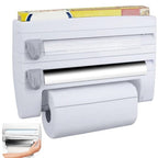 Dispenser de Bucătărie 4 în 1 - Folie Alimentară/Aluminiu, Suport Servețele