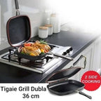 Tigaie dubla Dessini, interior antiaderent, garnitura silicon rezerva, 36 cm