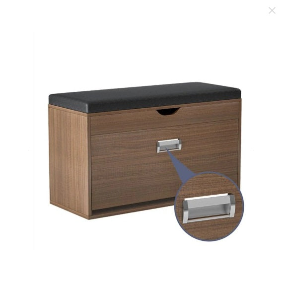 Dulap pentru pantofi tip bancheta, 80 x 30 x 51 cm, Alb/Maro/Gri