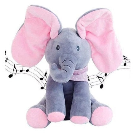 Jucarie interactiva Elefantul cantaret din plus, Gri/Roz,Gri/Albasttru