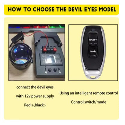 Set de 2 Lupe led AUTO 3 inchi animatie Devil Eyes 12 36v pentru mașină, motocicleta, atv
