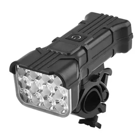 Far LED pentru bicicletă, afișaj digital, 12 LED-uri, 5 moduri și claxon – imagine 2