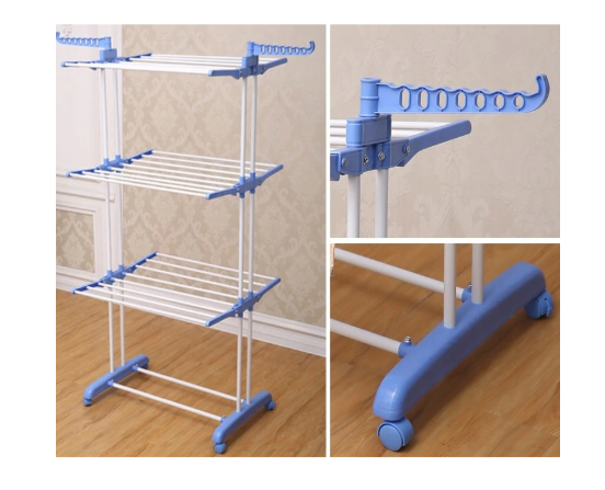 Uscator Vertical pentru Rufe Haine Mobil si Pliabil cu Suport Umerase, Inaltime 175 cm