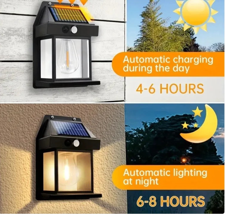 Lampă solară de exterior, tip felinar, LED, IP65 impermeabil