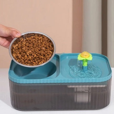 Fântână de apă cu filtru 2 în 1 pentru pisici