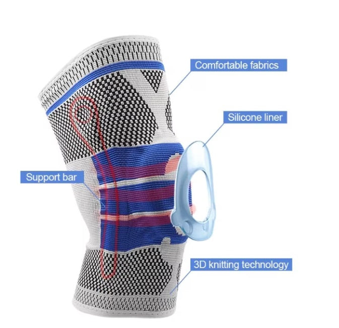 Genunchieră din Material Respirabil, cu Arcuri Metalice și Pernuță din Silicon