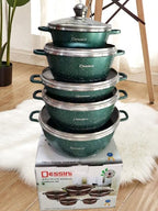 Set oale 10 buc Dessini acoperit cu granit antiaderent 20 cm, 24 cm, 28 cm, 32 cm + tavă pentru cuptor