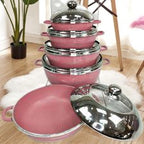 Set oale 10 buc Dessini acoperit cu granit antiaderent 20 cm, 24 cm, 28 cm, 32 cm + tavă pentru cuptor