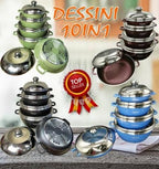 Set oale 10 buc Dessini acoperit cu granit antiaderent 20 cm, 24 cm, 28 cm, 32 cm + tavă pentru cuptor