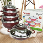 Set oale 10 buc Dessini acoperit cu granit antiaderent 20 cm, 24 cm, 28 cm, 32 cm + tavă pentru cuptor