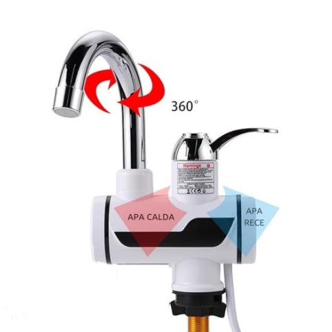 Robinet electric pentru apa calda instant, afisaj LCD, 360 grade, temperatura reglabila, putere 3KW
