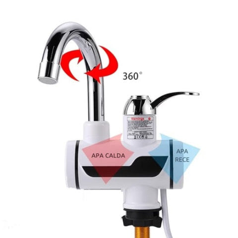 Robinet electric pentru apa calda instant, afisaj LCD, 360 grade, temperatura reglabila, putere 3KW