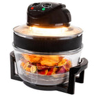cuptor cu halogen LIVIVO 17L cu element de autocurățare de 1400 W și comenzi analogice ușoare, accesorii inclusiv inel de prelungire, suporturi și clești (negru) și (gri)