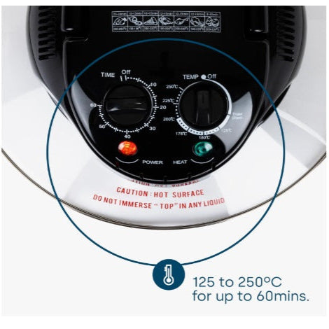 cuptor cu halogen LIVIVO 17L cu element de autocurățare de 1400 W și comenzi analogice ușoare, accesorii inclusiv inel de prelungire, suporturi și clești (negru) și (gri)