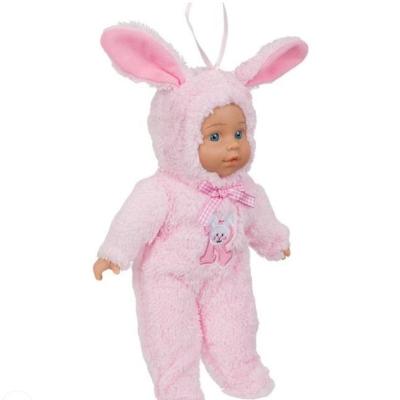 Păpușă bebeluș, îmbracată cu costum de iepuraș, roz – imagine 4