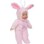Păpușă bebeluș, îmbracată cu costum de iepuraș, roz – imagine 4