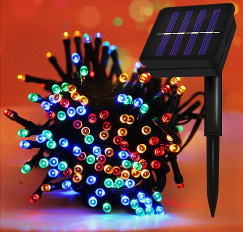 Ghirlandă luminoasă solară 10m, auotomie 6 ore, pentru gradină cu 100 LED, Multicolor