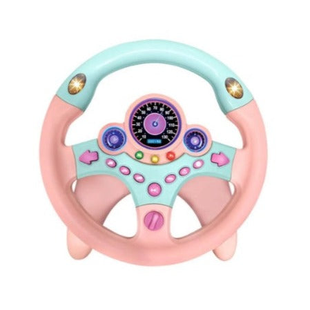 Volan interactiv cu sunete și lumini, simulator condus, cu suport, rotire 360 grade – imagine 2