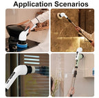 Perie electrica 9 in 1 rotativa pentru curatare eficienta fara efort, maner extensibil, multifunctionala fara fir, baterie cu incarcare USB tip C, 2500mAh, pentru diverse suprafete, cu 9 capete detasabile