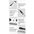 Perie electrica 9 in 1 rotativa pentru curatare eficienta fara efort, maner extensibil, multifunctionala fara fir, baterie cu incarcare USB tip C, 2500mAh, pentru diverse suprafete, cu 9 capete detasabile
