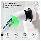 Perie electrica 9 in 1 rotativa pentru curatare eficienta fara efort, maner extensibil, multifunctionala fara fir, baterie cu incarcare USB tip C, 2500mAh, pentru diverse suprafete, cu 9 capete detasabile