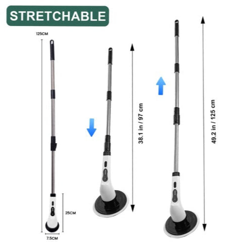 Perie electrica rotativa pentru curatare eficienta fara efort, maner extensibil, multifunctionala fara fir, baterie cu incarcare USB tip C, 2500mAh, pentru diverse suprafete, cu 9 capete detasabile