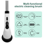 Perie electrica 9 in 1 rotativa pentru curatare eficienta fara efort, maner extensibil, multifunctionala fara fir, baterie cu incarcare USB tip C, 2500mAh, pentru diverse suprafete, cu 9 capete detasabile