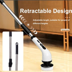 Perie electrica 9 in 1 rotativa pentru curatare eficienta fara efort, maner extensibil, multifunctionala fara fir, baterie cu incarcare USB tip C, 2500mAh, pentru diverse suprafete, cu 9 capete detasabile