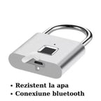 Lacăt cu senzor de amprentă, Bluetooth, autonomie până la 180 de zile, încarcare USB