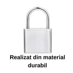 Lacăt cu senzor de amprentă, Bluetooth, autonomie până la 180 de zile, încarcare USB