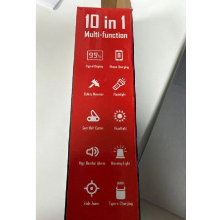 lanternă Multifunctionala 10in1 USB Type-C - Powerbank, Ciocan, Alarma