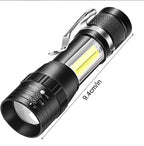 Lanternă multifuncțională, LED COB, 300 lumeni, zoom reglabil, încarcare USB, rezistentă la apă, 9.4 cm
