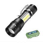 Lanternă multifuncțională, LED COB, 300 lumeni, zoom reglabil, încarcare USB, rezistentă la apă, 9.4 cm