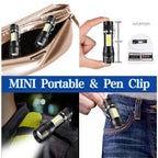 Lanternă multifuncțională, LED COB, 300 lumeni, zoom reglabil, încarcare USB, rezistentă la apă, 9.4 cm