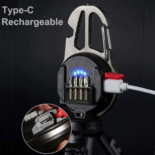 Lanternă LED tip breloc multifuncțională, șurubelnițe, cheie, deschizător sticle – imagine 3